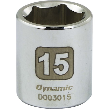 Dynamic 1/4" Drive, 15mm Metric Socket, 6 Points D003015